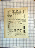 Old Antique Print Saxon Gothic Architecture Capitals Arch Niche Ornament