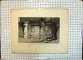 Antique Old Print Triad Figure Interior Elephanta Prout Woolnorth Engraving