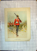 Original Old Antique Print Colour War Uniform East Lancashire Gun Marching