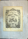 Original Old Antique Print Burh Der Welt Angels Flying Stuttgart