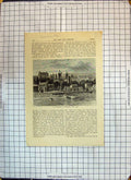 Original Old Antique Print Windmills Lambeth England River Houses Boats 20th