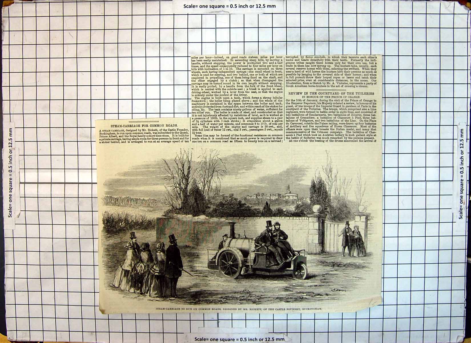 Antique Print Steam Carriage Common Roads Rickett Castel Foundry Buckingham