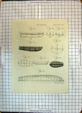 Original Old Antique Print Ship Building Diagrams Drawings 20th Century