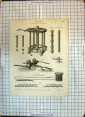 Old Print Captain Bolton Machine Drawing Bolts Phillips Tube 1816 Nippers 19th