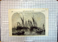 Antique Old Print 1855 Raising Barque Samuel Ships Boats River Thames London