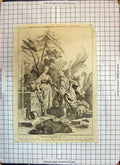 Antique Print Abraham Servant Meeting Rebecca Genesis Man Earing Bracelets