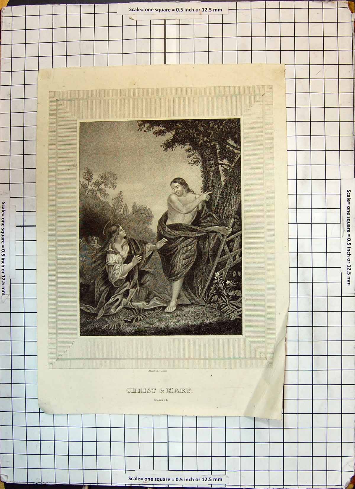 Original Old Antique Print Religious Scene Christ Mary Maddocks