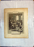Original Old Antique Print Religious Scene Genesis Joseph Maketh Feast Food