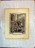 Original Old Antique Print Genesis Religious Scene Dinah Defiled