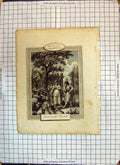 Original Old Antique Print Genesis Religious Scene Jacob Meets Rachel