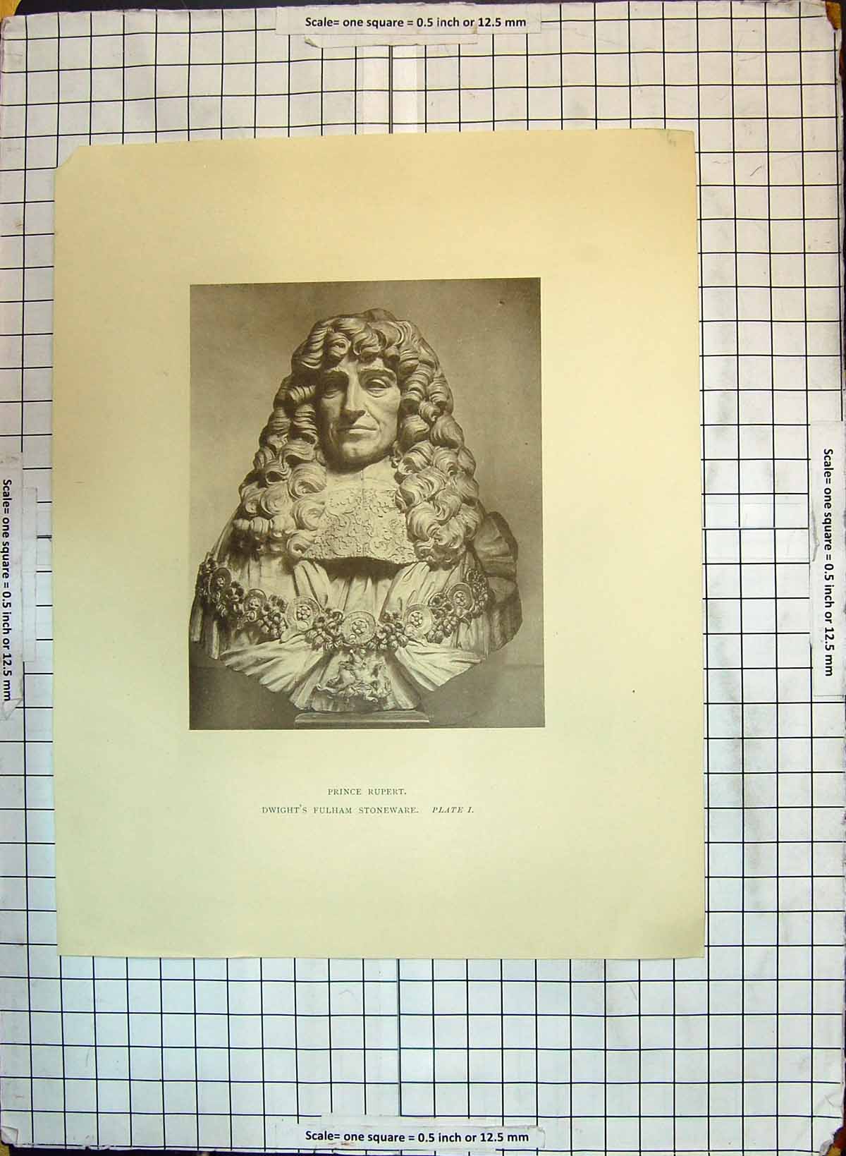 Original Old Antique Print Sculpture Prince Rupert Bust Dwight Fulham Stoneware