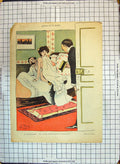 Original Old Antique Print Colour Nude Lady Man Bedroom Comedy Marie Madame