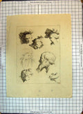 Original Old Antique Print Heads People Man Beard Head-Dresses