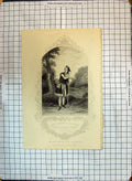 Original Old Antique Print Miss Woolgar Rosalind Theatre Actress Engraving