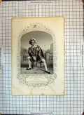 Original Old Antique Print Mr Davenport Benedick Theatre Actor Much Ado Nothing