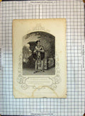 Old Antique Print Portrait Engraving Mr Macready Benedick Theatre Actor