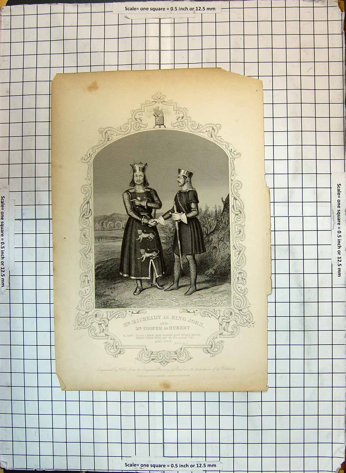Original Old Antique Print Mr Macready King John Cooper Hubert Theatre Actors