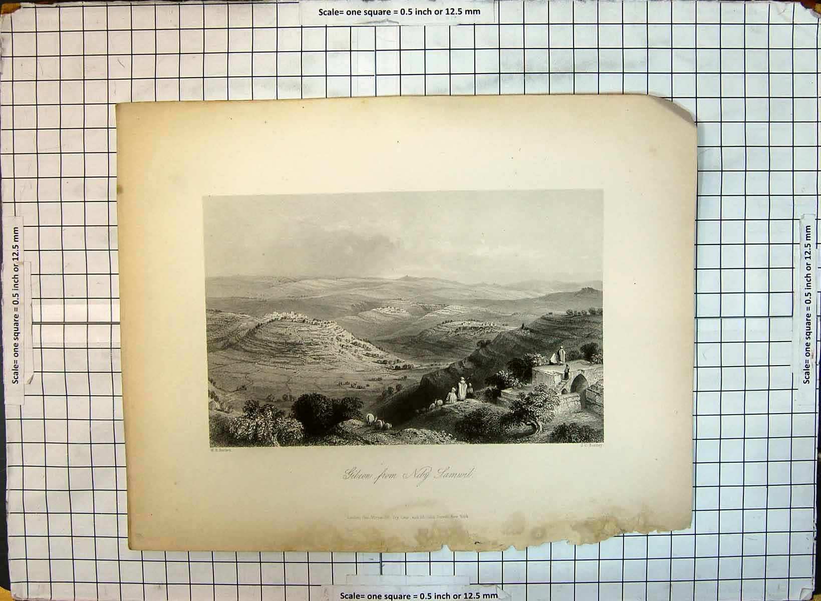 Original Old Antique Print Gibeon Neby Samurl Mountains Bartlett Bentley
