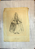Original Old Antique Print Portrait Lady Court Queen Elizabeth Fashion Dress