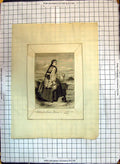 Old Antique Print Costume Servian Woman Beautiful Lady Fashion Dress 1867 19th