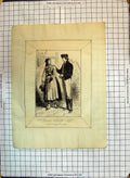 Original Old Antique Print German Costumes Man Lady Fashion Peasants 1867 19th