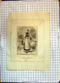 Antique Old Print Peasant Girl Valley Kintzig German Costumes Fashion 1867 19th