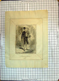 Antique Print German Costumes Fashion Travelling Clock Merchant Baden 1867 19th