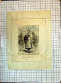 Original Old Antique Print Peasant Woman Black Forest German Costumes 1867 19th