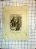 Original Old Antique Print German Costumes Baden Peasants Man Lady Fashion 1867