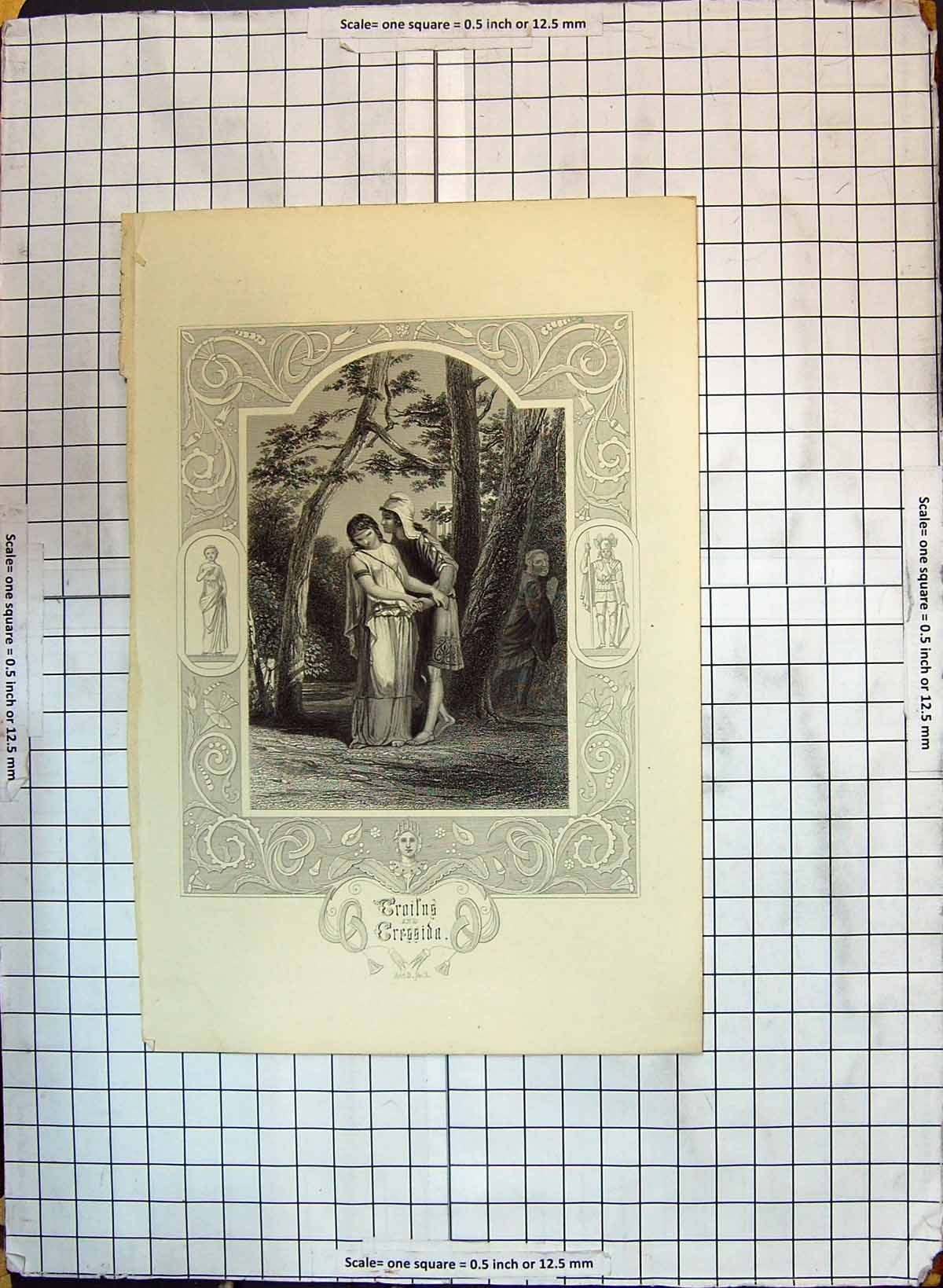 Original Old Antique Print Eroilus Errsida Romance Theatre Actors