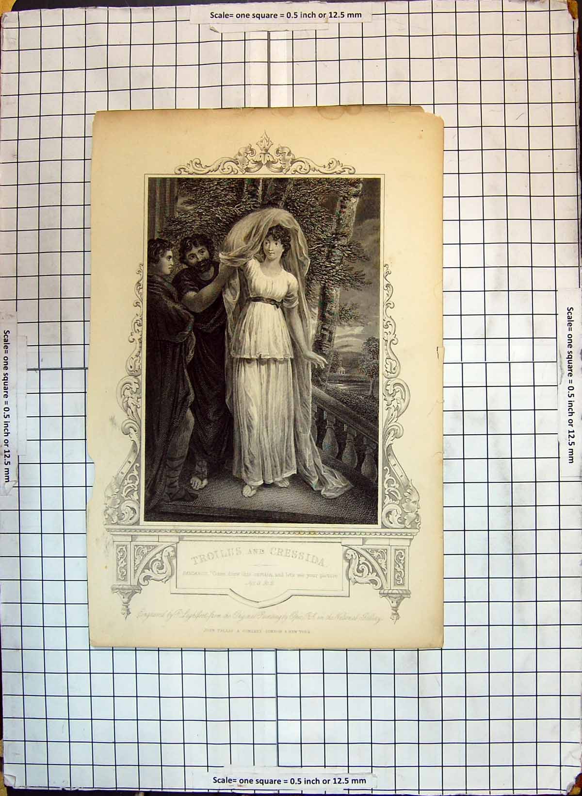 Original Old Antique Print Troilus Cressida Theatre Actress Lightfoot Engraving
