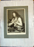 Original Old Antique Print Portrait Beautiful Woman Madeleine Penitente