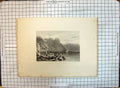 Original Old Antique Print Castle Chillon Geneva Mountains Engraving