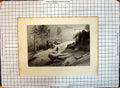 Original Old Antique Print Choor Mountains Men Climbing Trees Sun Engraving