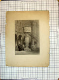 Original Old Antique Print Marble Pulpit Messina Cathedral Sicily Architecture