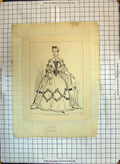 Original Old Antique Print Fancy Dress Ladies Fashion Reign Louis Xv 1770 18th