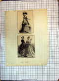 Original Old Antique Print Lady Dress Polonaise Costumes Fashion Reign Louis Xv