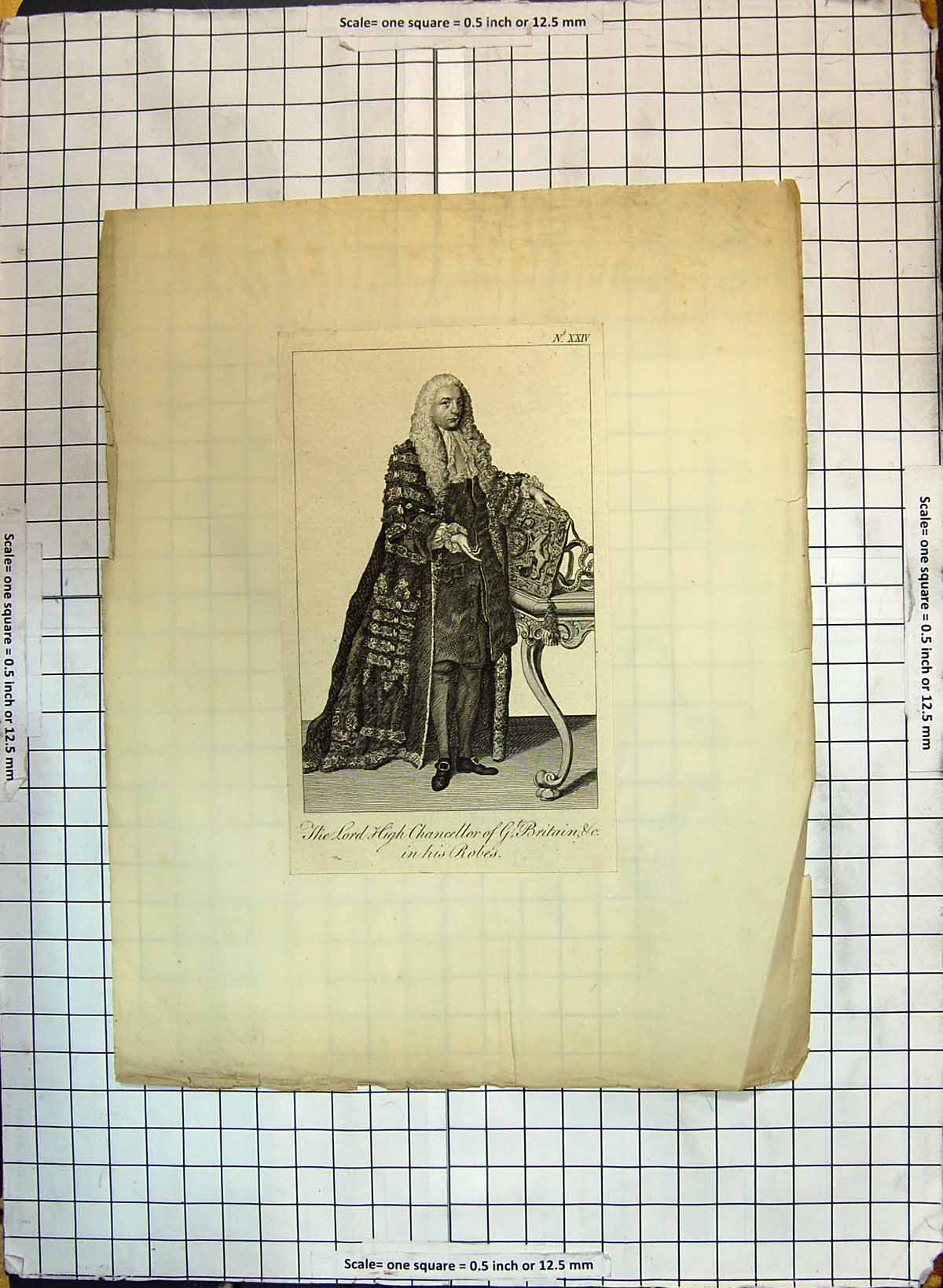 Original Old Antique Print Lord High Chancellor Gret Britain Robes Victorian