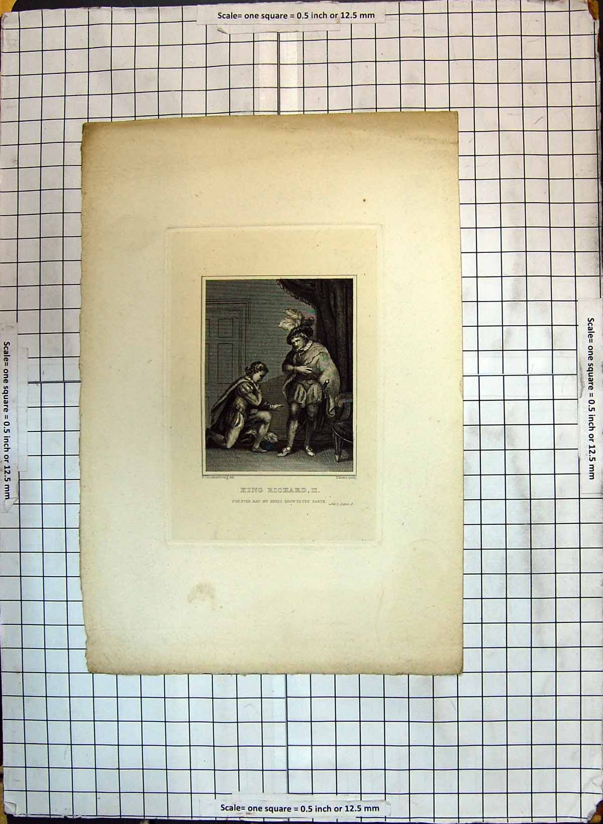 Original Old Antique Print Scene King Richard Ii Theatre Actors Shakespeare