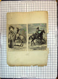 Original Old Antique Print Costumes Argentine Confederation Gaucho Men Horses