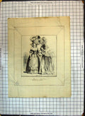 Old Antique Print Ladies Fashion Dresses Robe Demi-Negligente Cagliostro