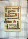 Original Old Antique Print Colour Shapes Flowers Calligraphy Letters Decoration