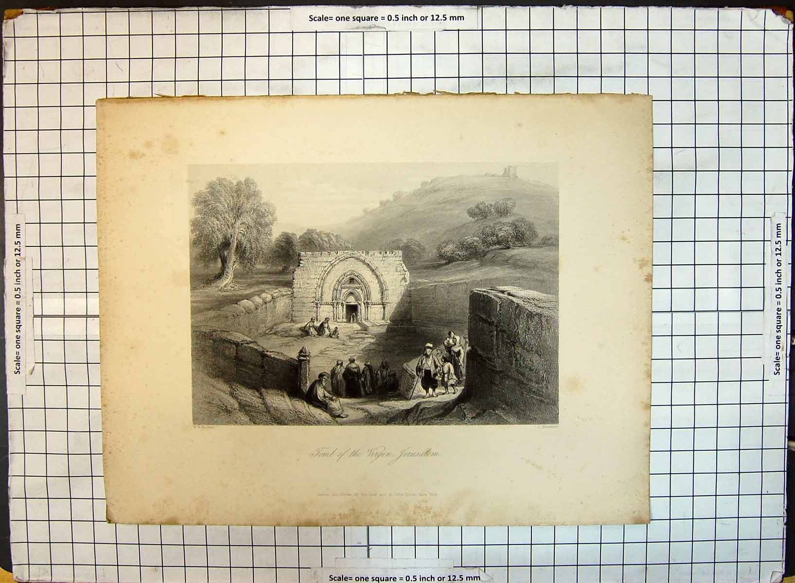 Old Engraving Tomb Virgin Jerusalem Architecture People Bradshaw Bart