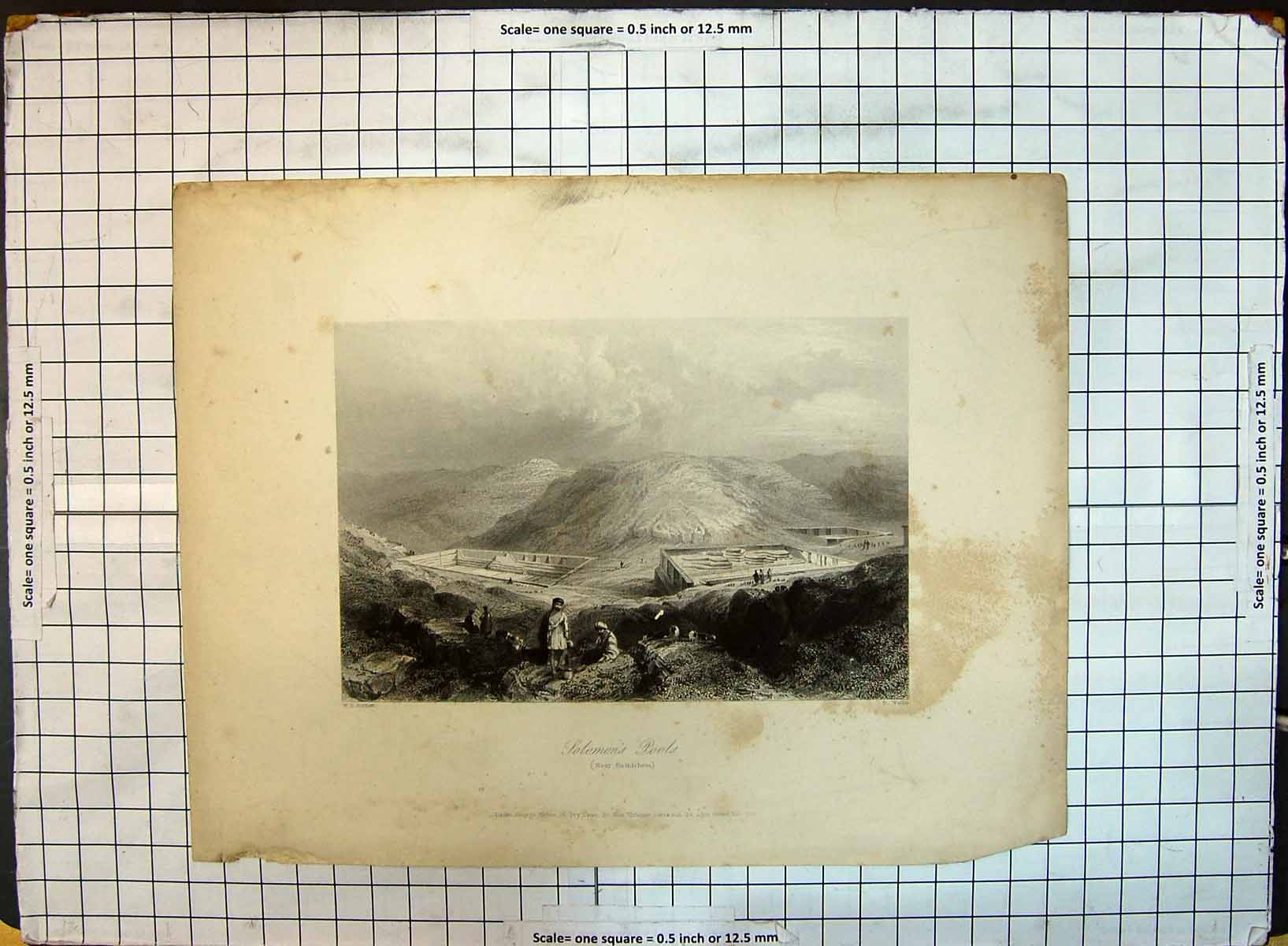 Old Antique Print Engraving View Solomons Pools Bethlehem Wallis Bartlett