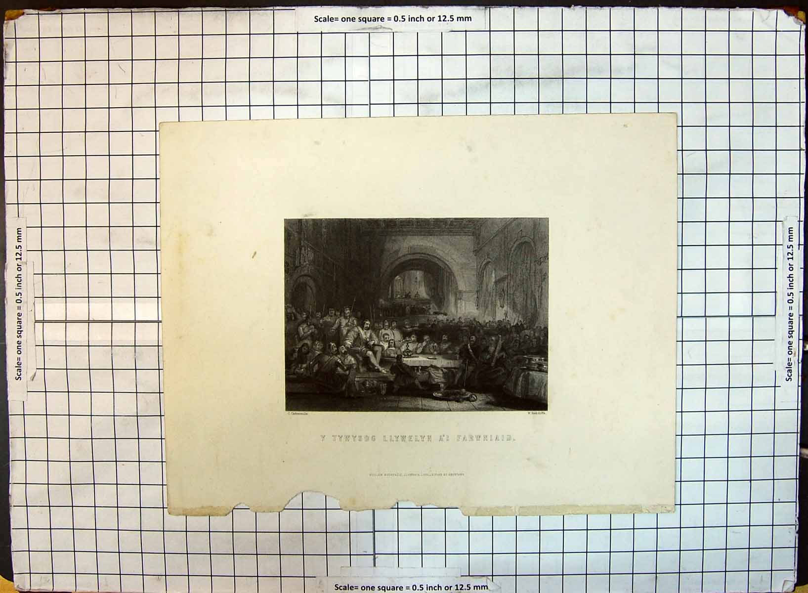 Antique Old Print Engraving Tywysog Llywelyn Farwniaid Radcliffe Cattermole