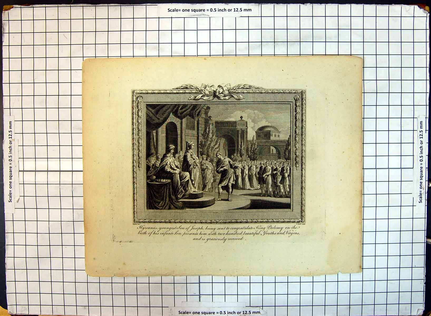 Old Antique Print Hyrcanus Son Joseph King Ptolemy Presents Cook Luyken