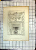 Old Print Engraving Chimney Piece Hordon Hall Durham Smith Billings 1841 19th