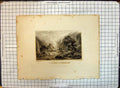 Antique Print Engraving Waterfall Herrinsholmen Mountains River Price Lucas