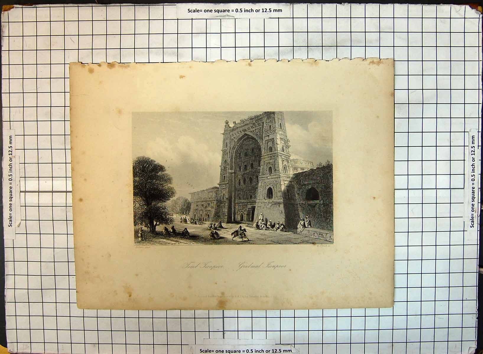 Antique Print Engraving Tomb Tionpoor Building Architecture French Roberts 19th