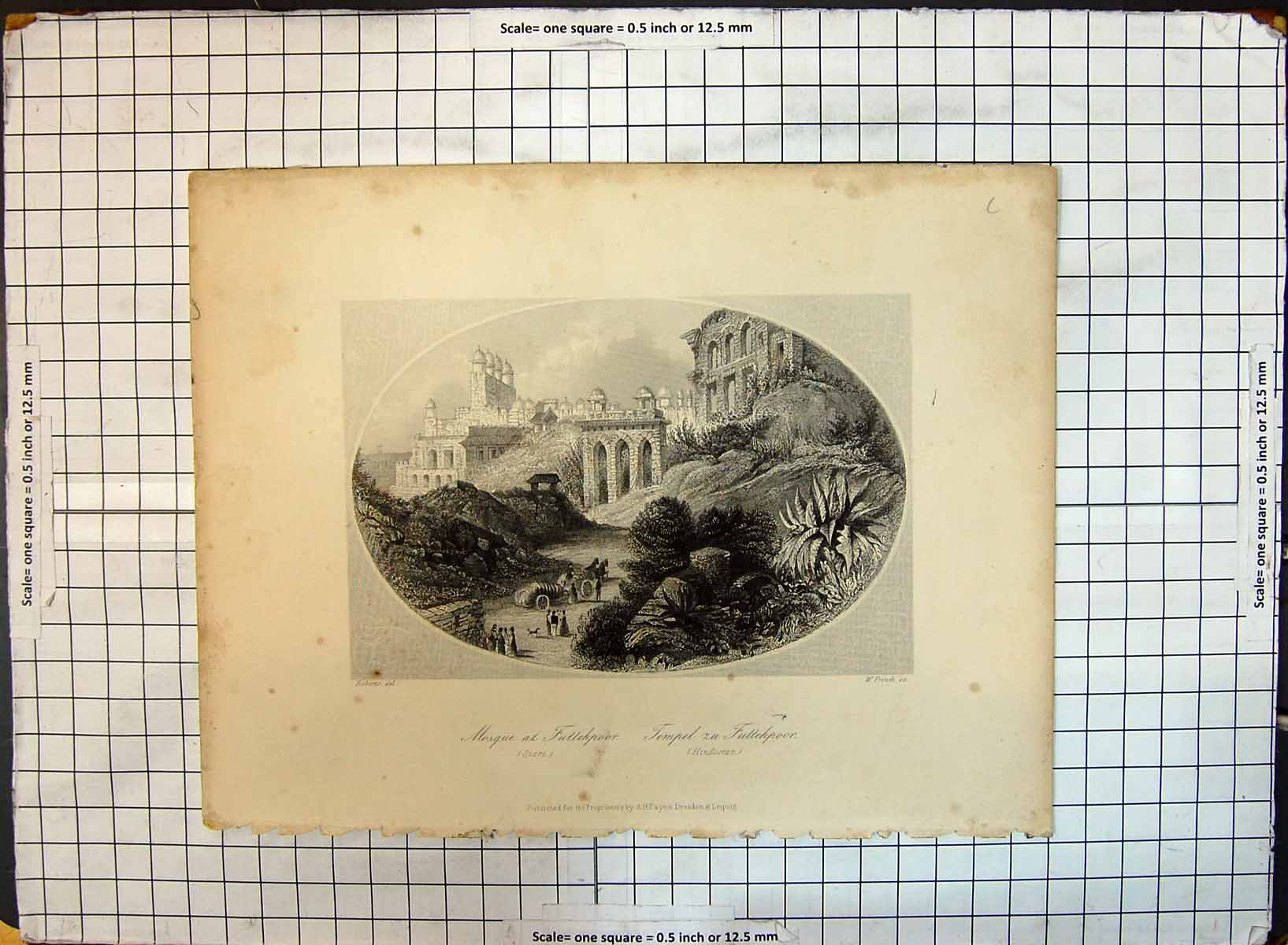 Old Engraving Mosque Futtenpoor Hindostan Temple Architecture French Victorian